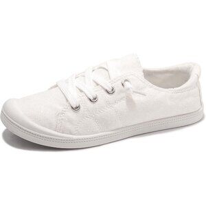 Women's White Glitter Classic Fashion Comfort Slip On Walking Sneakers Shoes